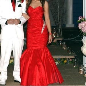 Red mermaid style prom dress